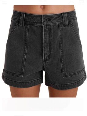 Roark Washed Black High-Rise Denim Shorts